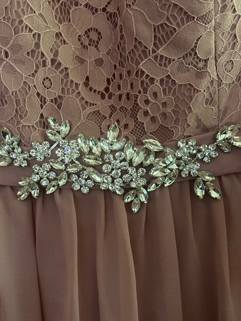 Azazie Lace Bodice Chiffon Dress - Blush Pink